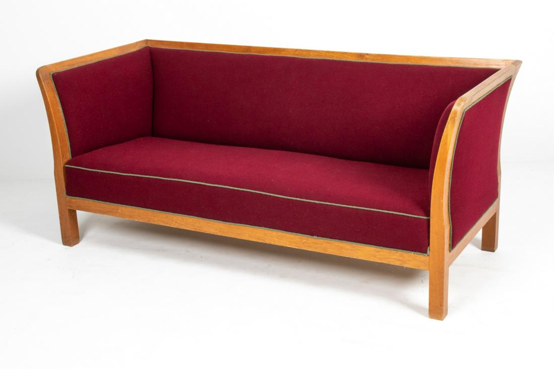 FRITS HENNINGSEN OAK & RED WOOL SOFA (1 of 14)