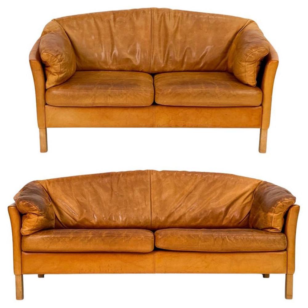 (2) MOGENS HANSEN MODEL 535 BRANDY LEATHER SOFAS (1 of 20)