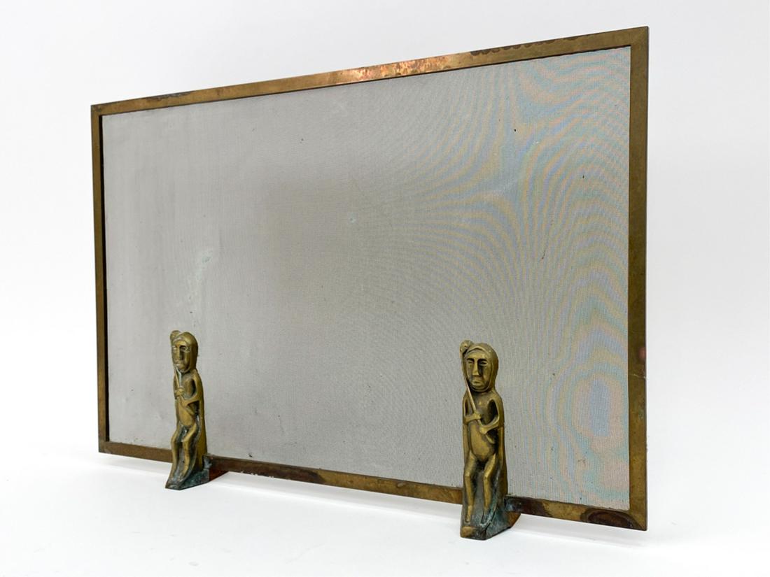 MID-CENTURY BRASS FIGURAL FIRE SCREEN (1 of 9)