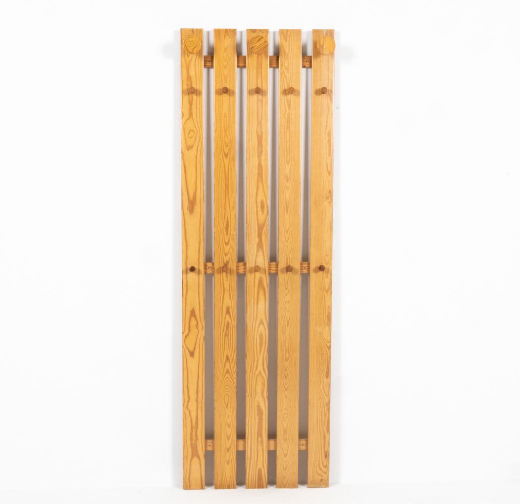 DANISH MID-CENTURY PINE WALL MOUNT COAT RACK (1 of 5)