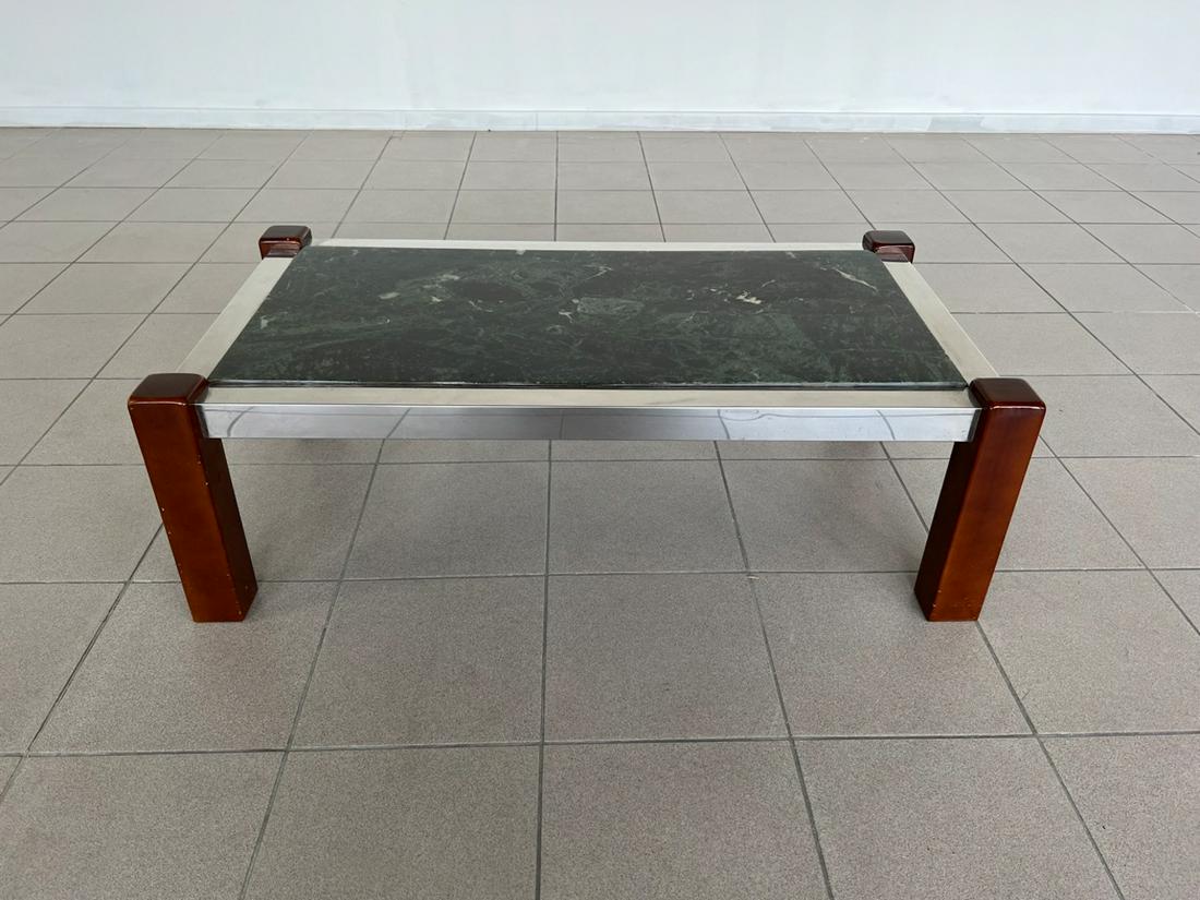 BELGO CHROME MID-CENTURY MARBLE, METAL, WOOD TABLE (1 of 10)