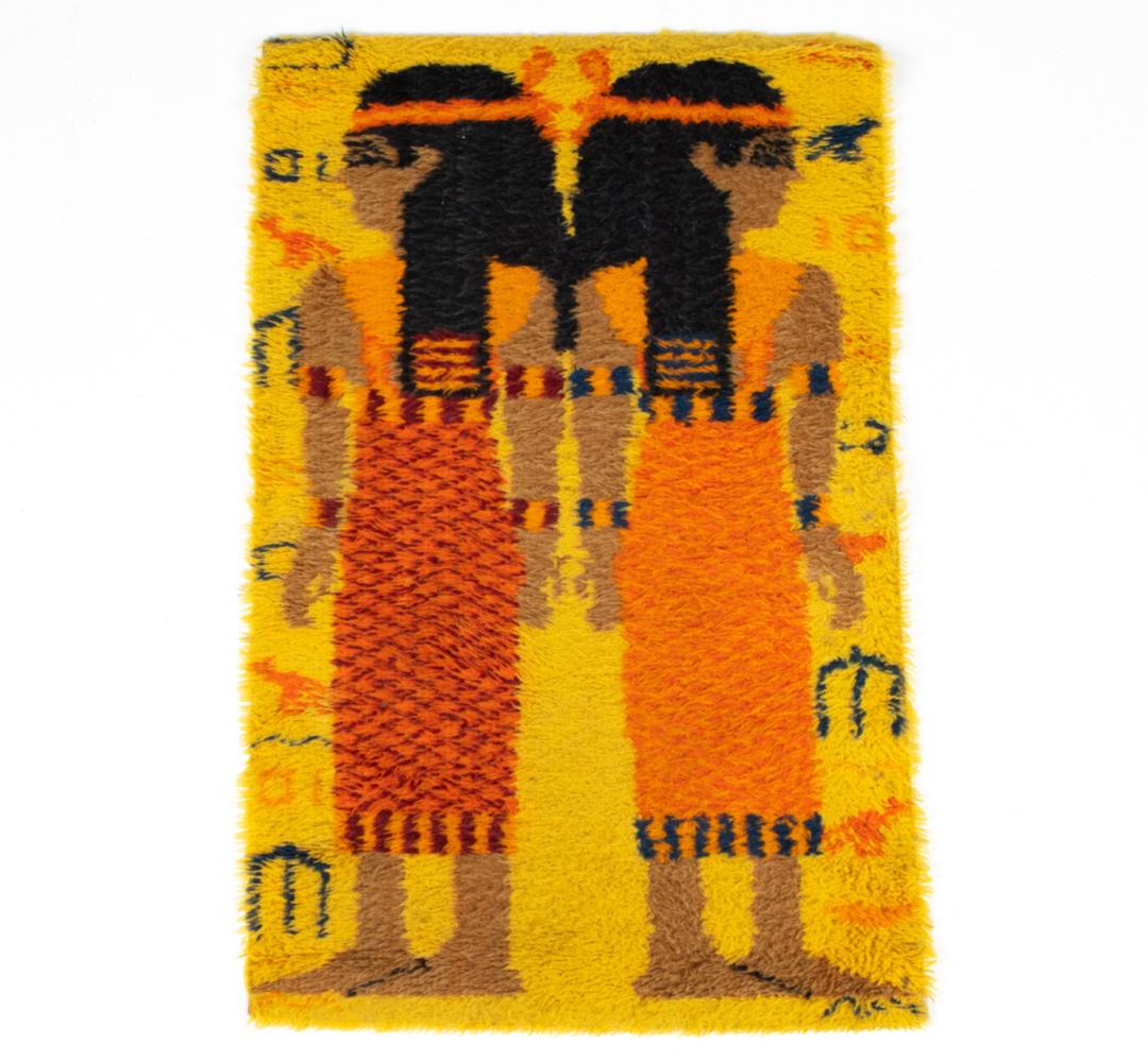 MID-CENTURY RYA RUG TAPESTRY; EGYPTIAN MOTIF (1 of 8)