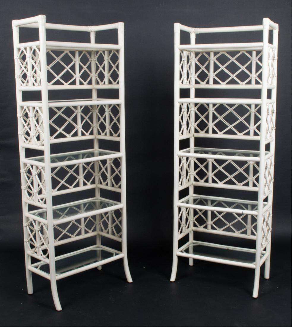 PAIR OF FICKS REED PAINTED RATTAN ETAGERES (1 of 14)