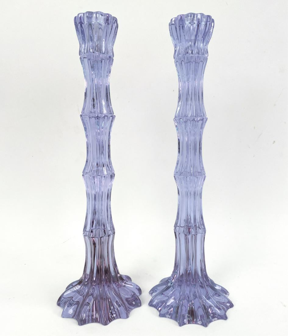 PAIR OF ART GLASS CANDLESTICKS (1 of 9)