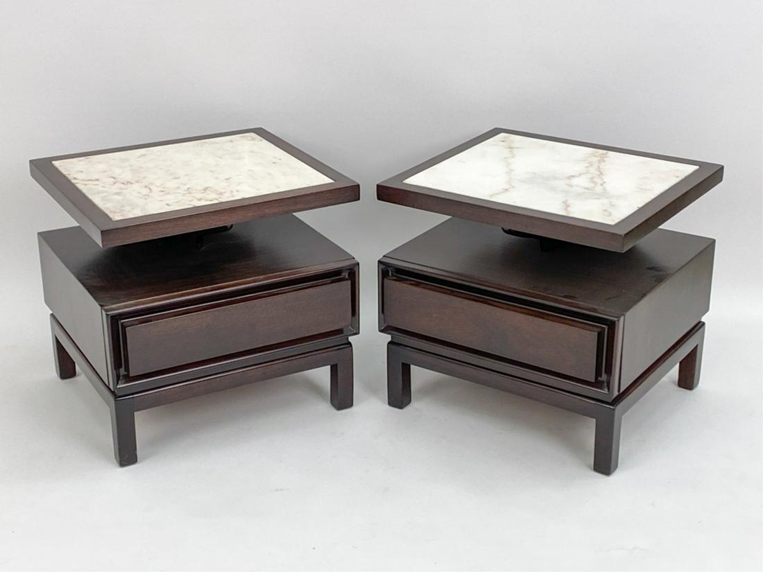 PAIR OF PAUL FRANKL STYLE MARBLE TOP END TABLES (1 of 17)