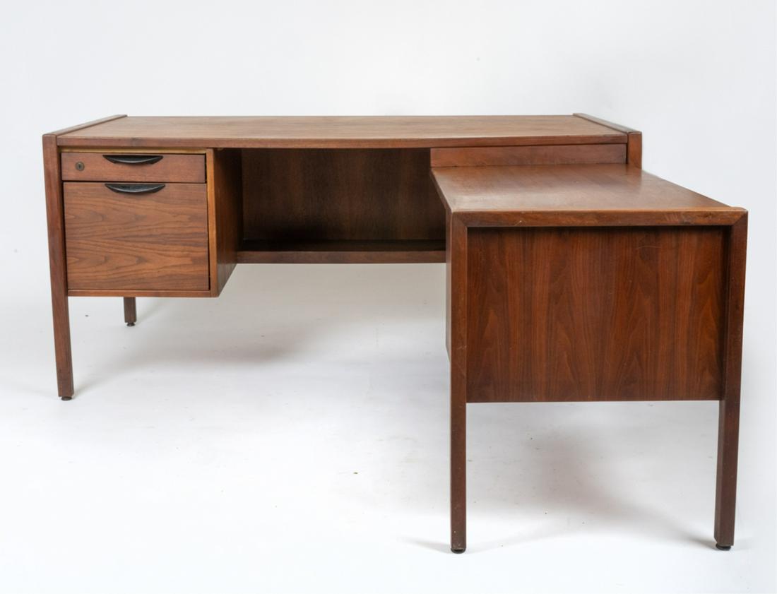 JENS RISOM WALNUT EXECUTIVE DESK W/ RETURN (1 of 8)