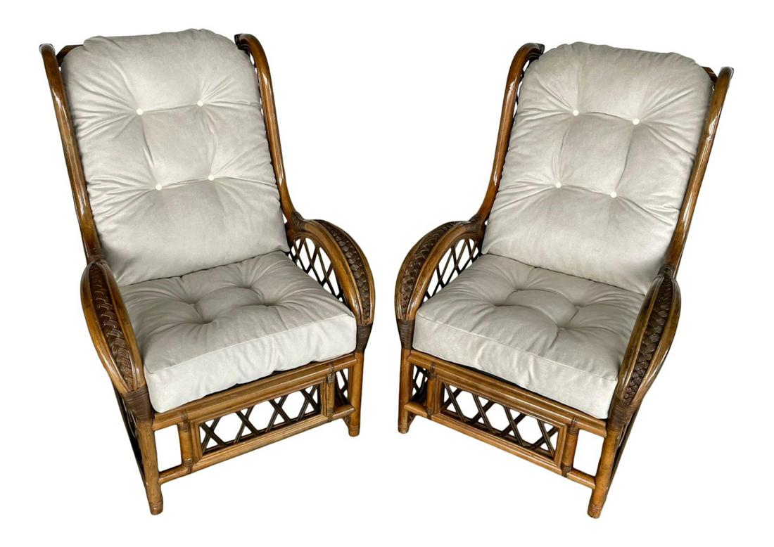 PAIR MID-CENTURY BAMBOO RATTAN ARMCHAIRS (1 of 11)
