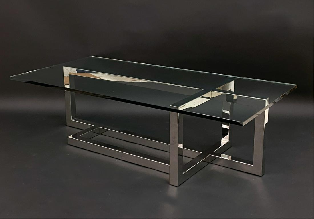 MODERN GLASS & CHROME COFFEE TABLE (1 of 10)