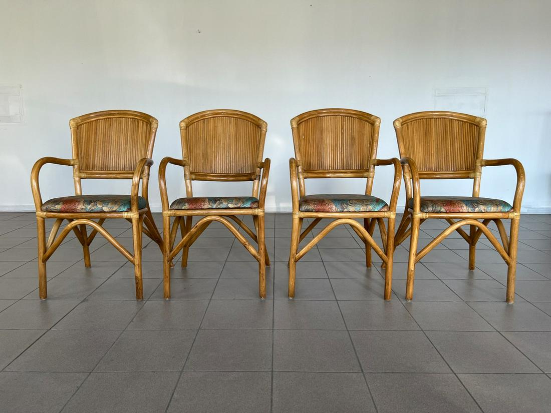 (4) FRENCH BAMBOO RATTAN DINING CHAIRS/ARMCHAIRS (1 of 14)