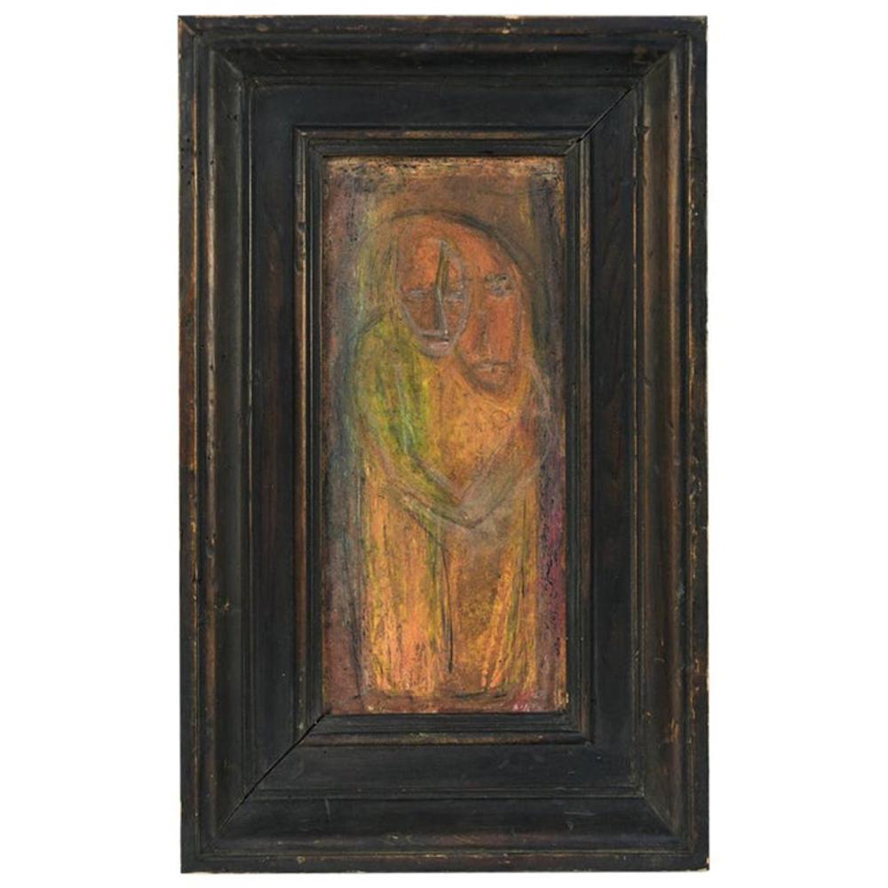 MID-CENTURY MODERNIST PAINTING ON MASONITE (1 of 6)