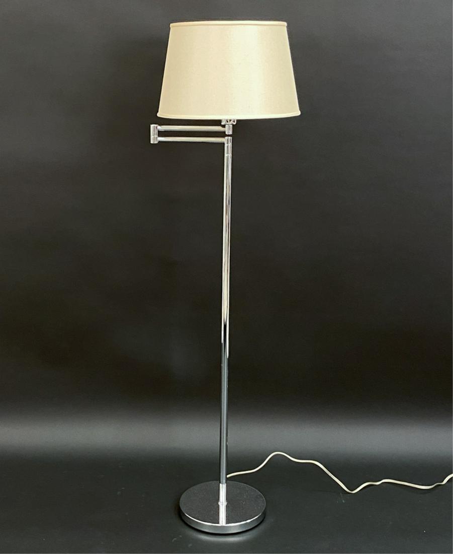 MANNER OF NESSEN CHROME SWING ARM FLOOR LAMP (1 of 8)
