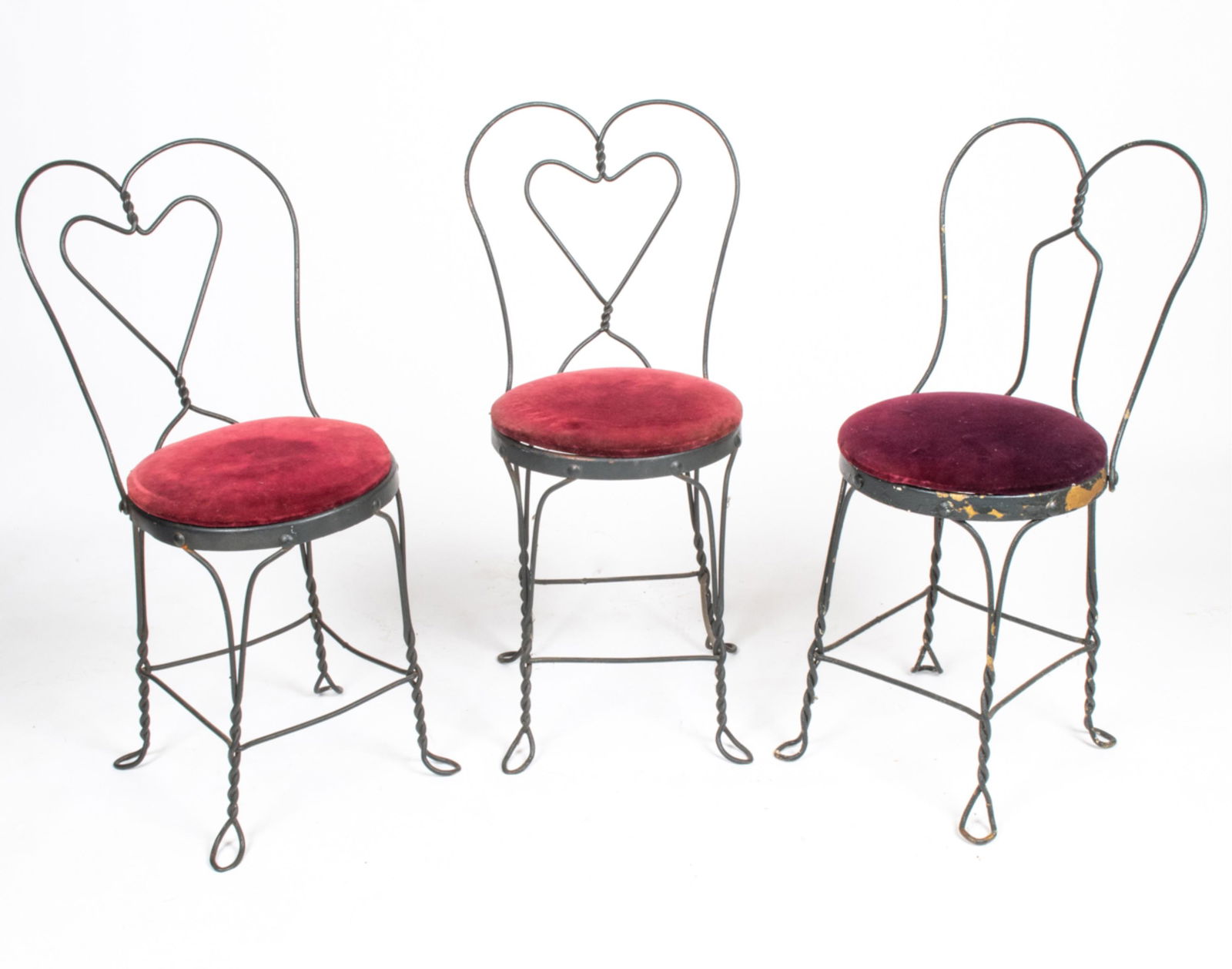 (3) PAINTED IRON & VELVET ICE CREAM PARLOR CHAIRS (1 of 11)