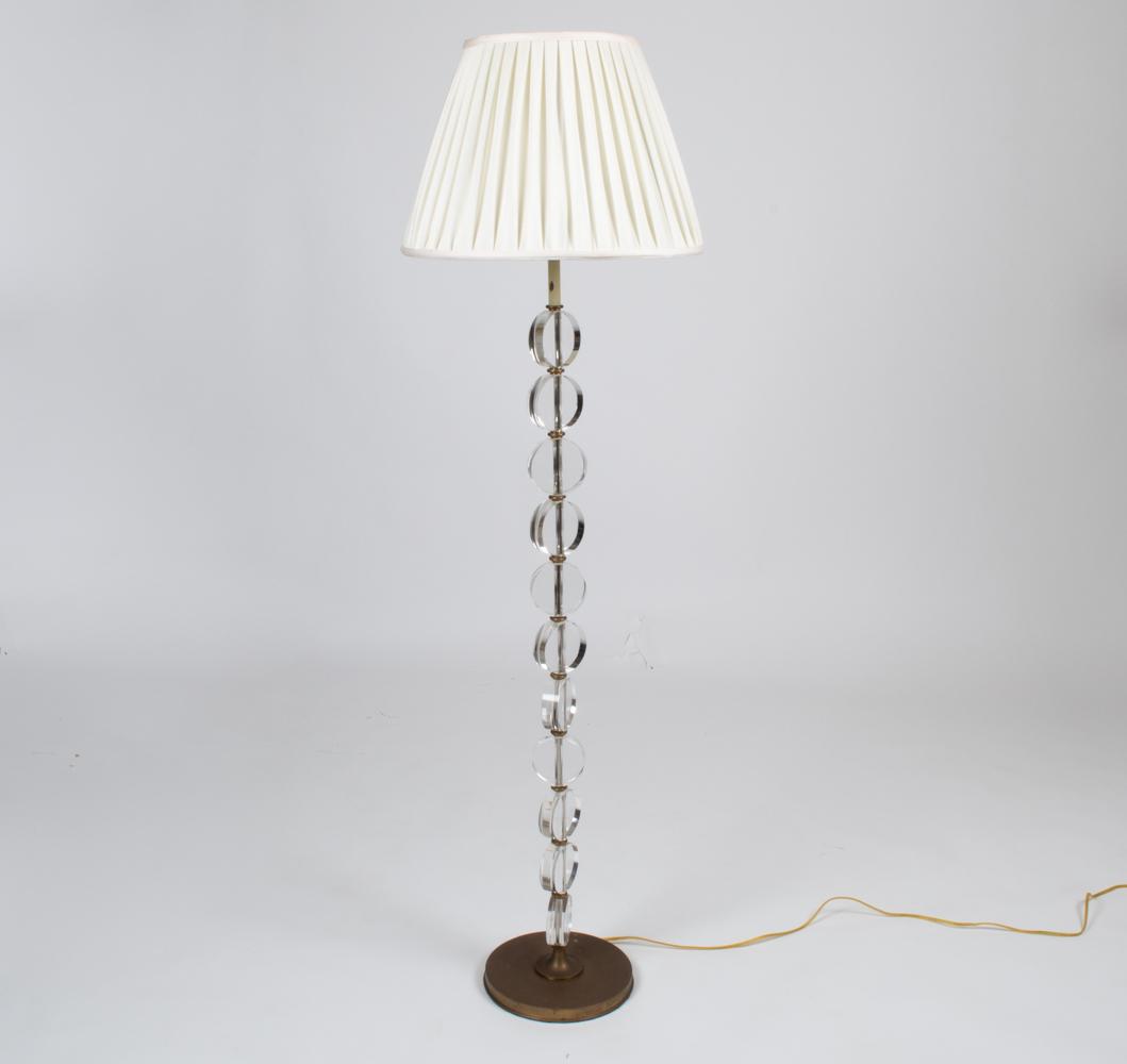 DECORATIVE CRAFTS STACKED GLASS & BRASS FLOOR LAMP (1 of 7)