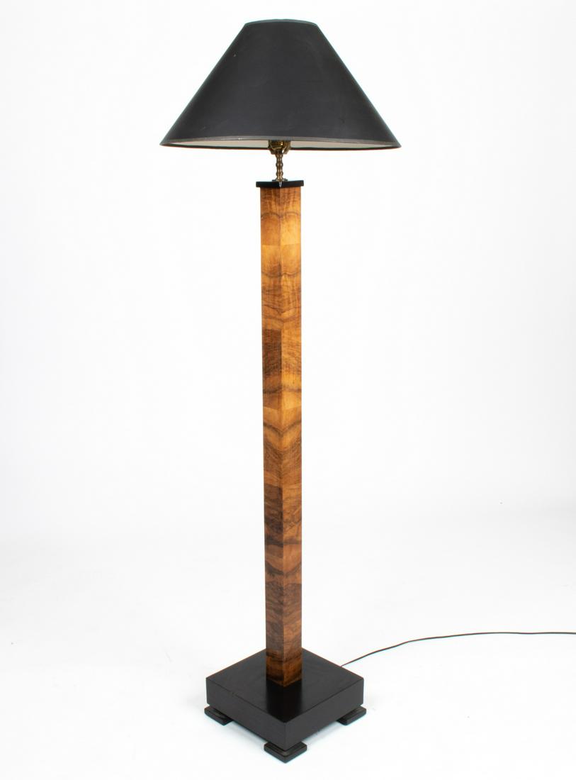 MODERN BURL VENEER & EBONIZED WOOD FLOOR LAMP (1 of 7)