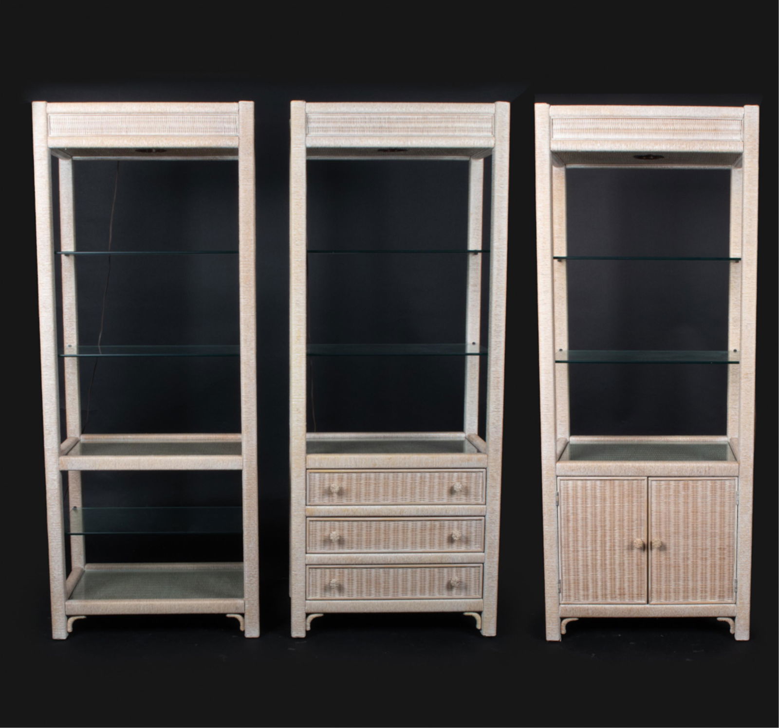 (3) HENRY LINK WICKER & GLASS ETAGERES (1 of 14)