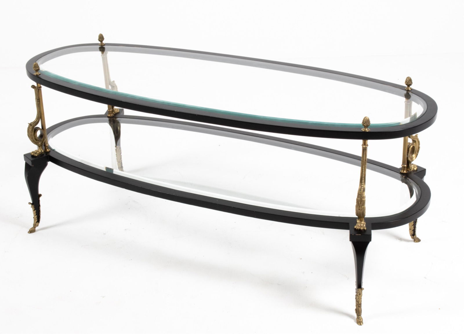 HOLLYWOOD REGENCY EBONIZED & GILT COFFEE TABLE (1 of 15)