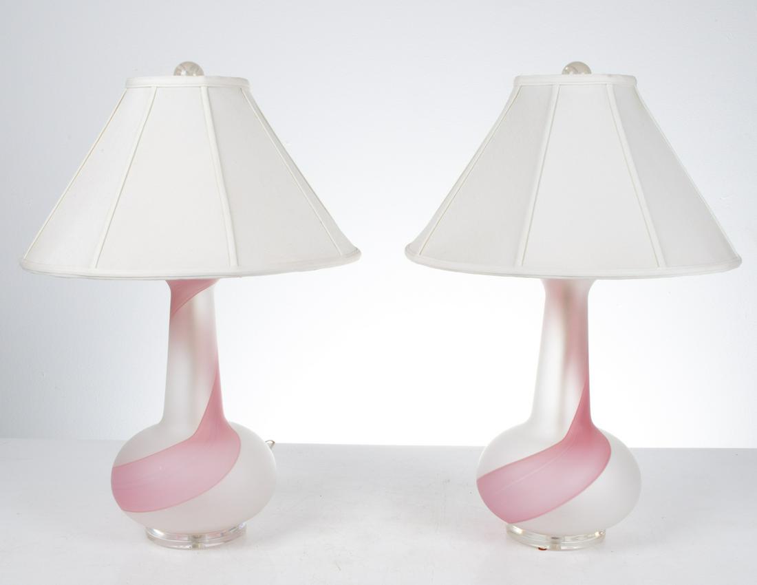 PAIR OF POSTMODERN MURANO ART GLASS LAMPS (1 of 8)