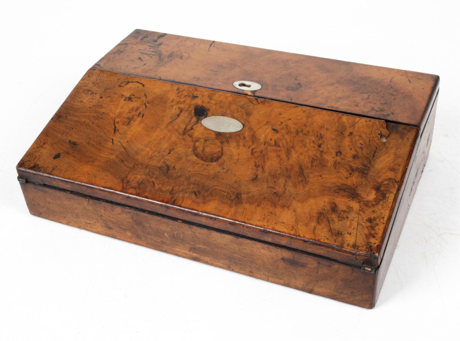 19TH C. BURLWOOD LAP DESK W/ MOTHER-OF-PEARL INLAY (1 of 9)