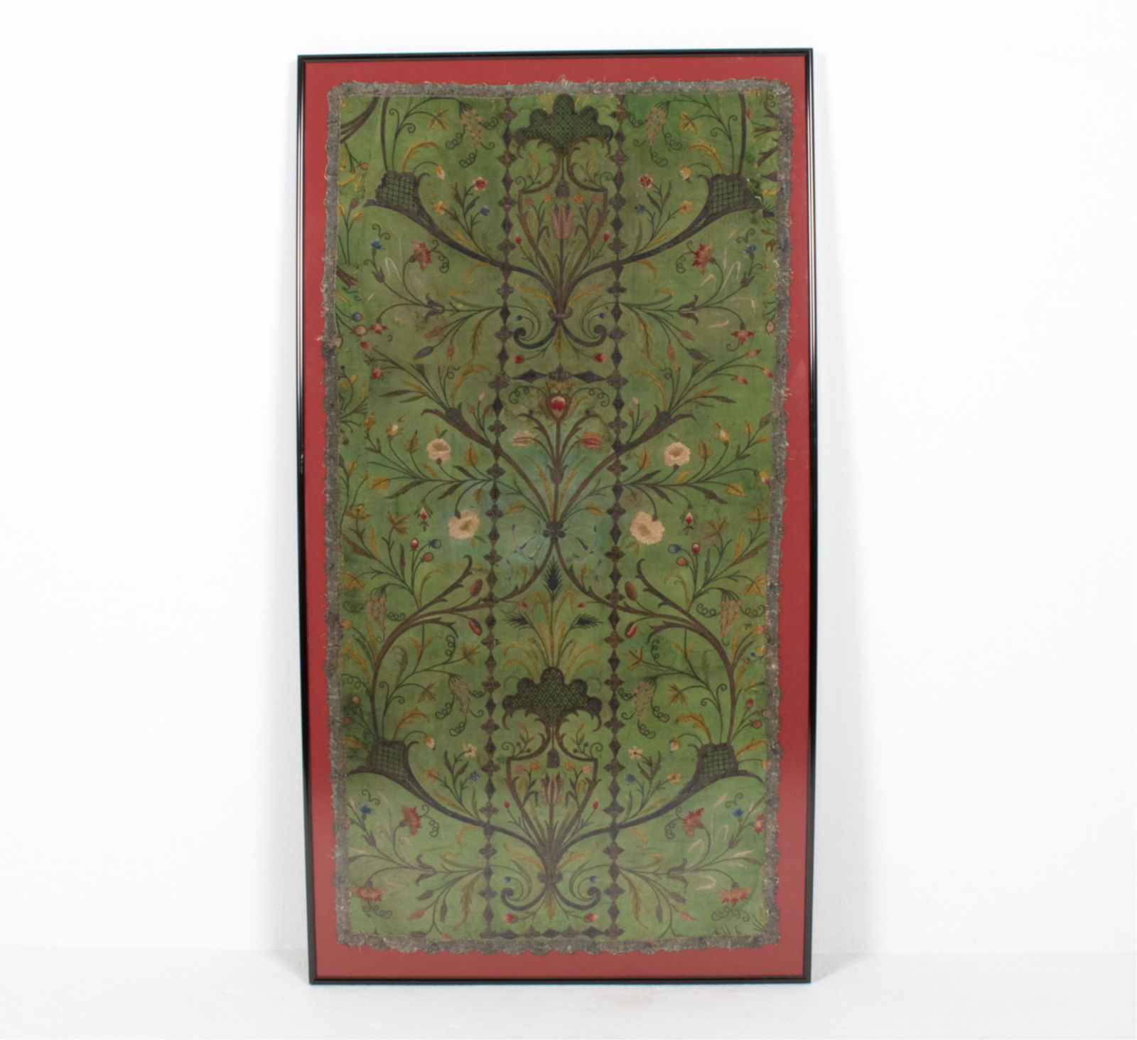 18TH C. EMBROIDERED SILK VESTMENT PANEL (1 of 7)