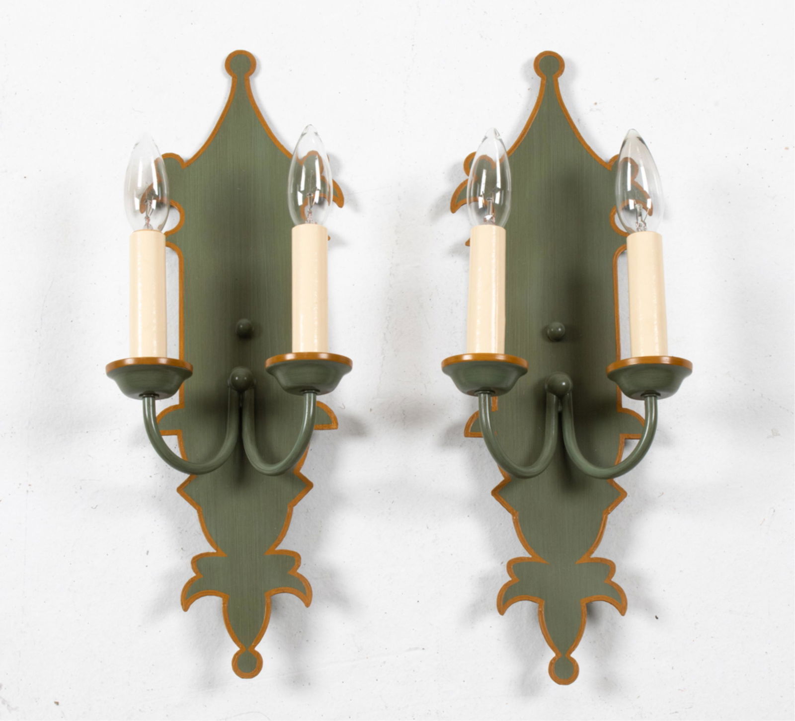 PAIR OF FRENCH TOLE-PAINTED METAL SCONCES (1 of 6)