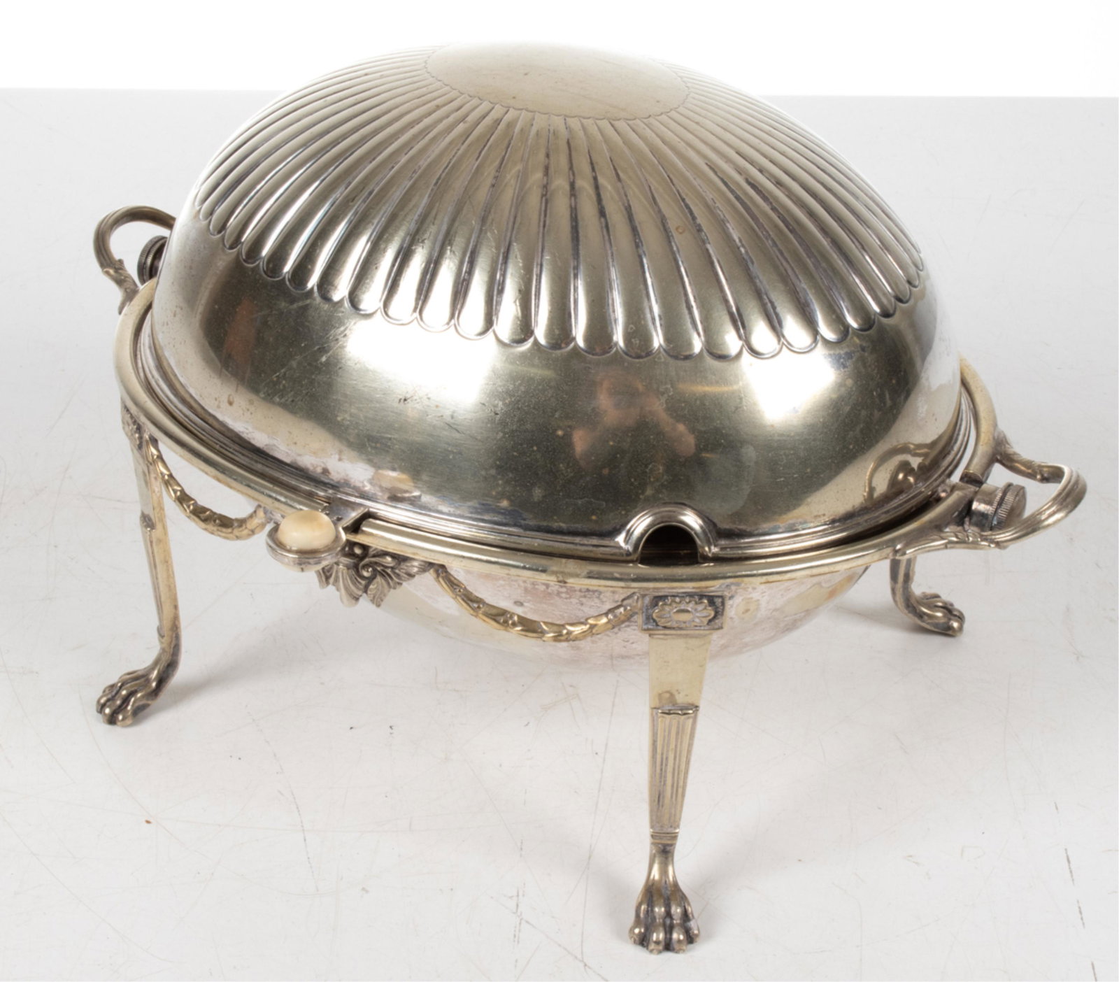 NEOCLASSICAL SILVERPLATE PAW-FOOT WARMING DISH (1 of 8)