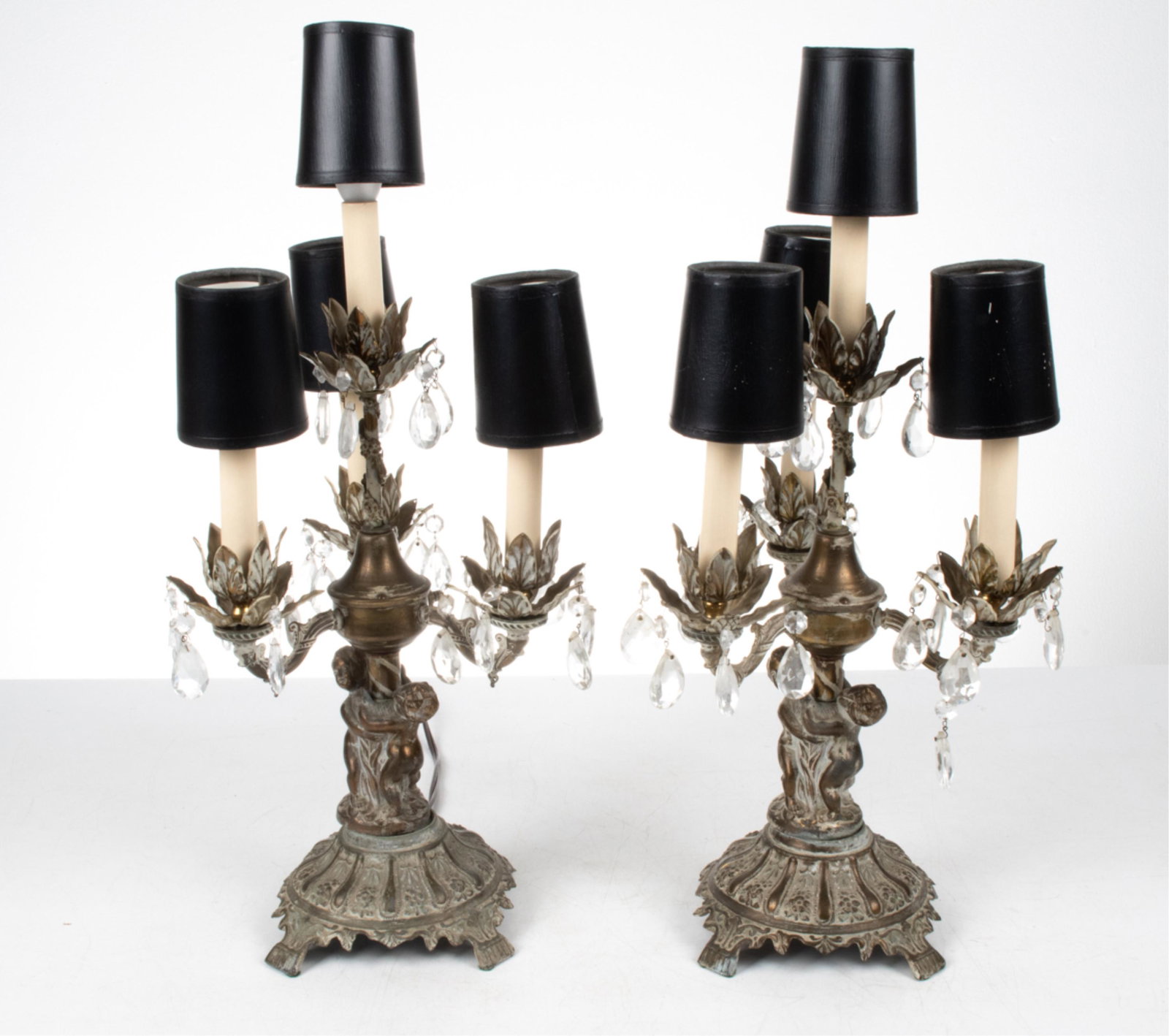 PAIR OF CANDELABRA LAMPS WITH CHERUB BASES (1 of 9)