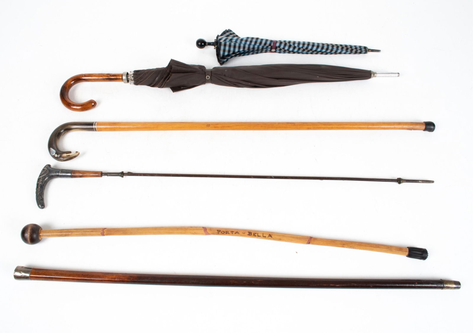 GROUPING OF VINTAGE WALKING STICKS & UMBRELLAS (1 of 6)