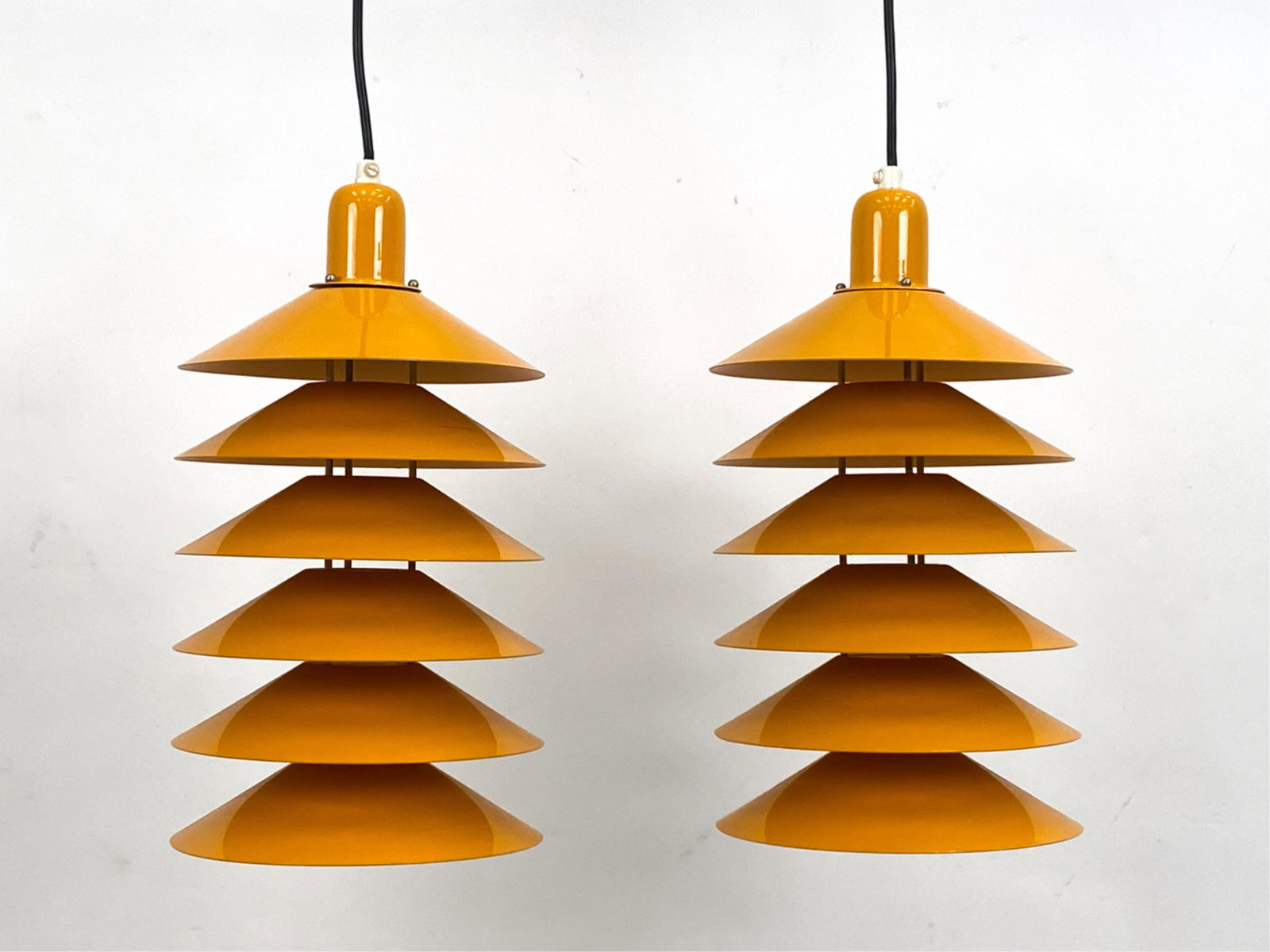 PAIR GAMMELGAARD "TIP TOP" ORANGE PENDANT LIGHTS (1 of 8)