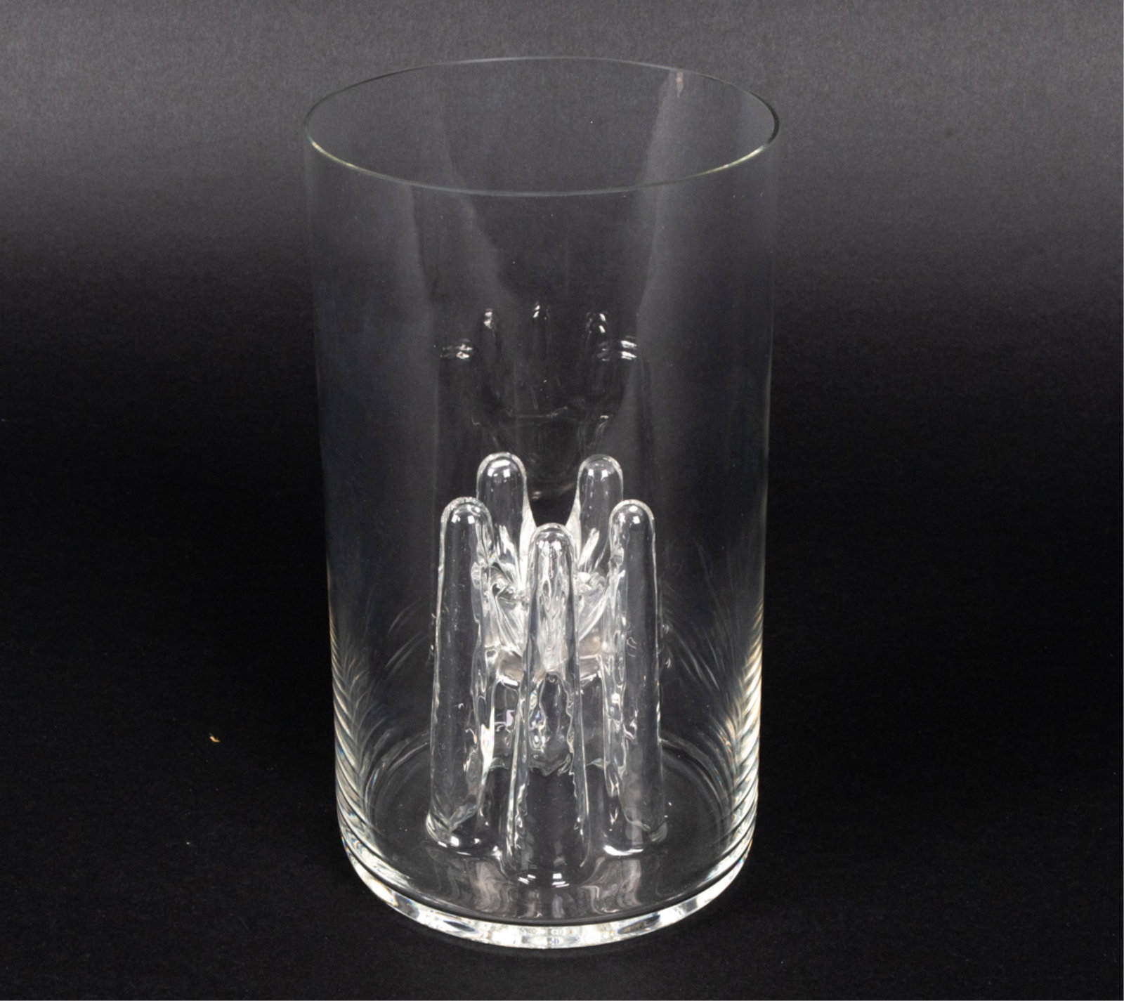 PEILL & PUTZLER MODERNIST GLASS VASE, C. 1960'S: With acid-etched mark underneath. Dimensions: H 10.25" x Dia. 6" Condition: No issues to note; no signs of chips, cracks, or repairs.