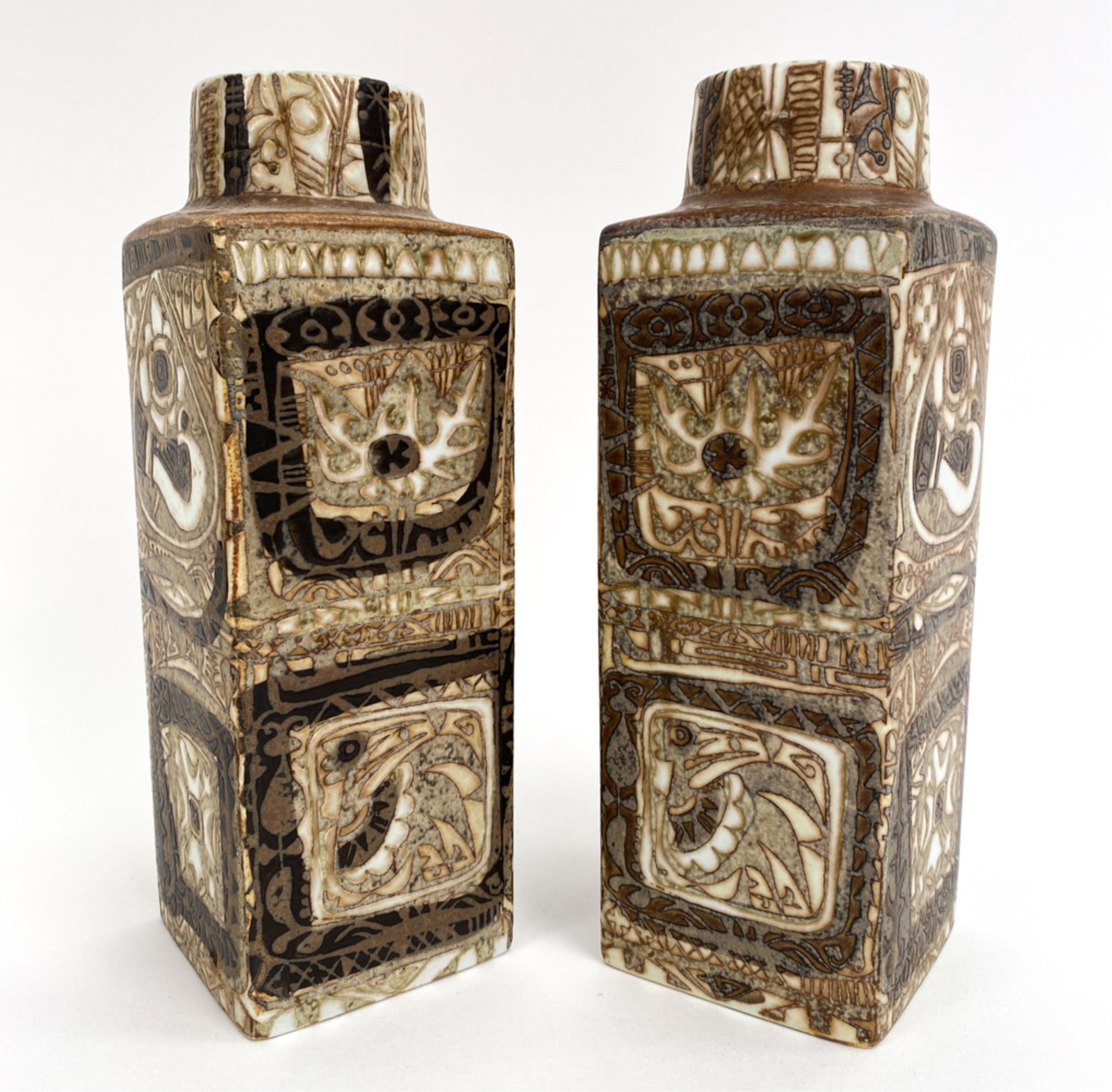 PAIR OF ROYAL COPENHAGEN "BACA" FAIENCE VASES (1 of 6)