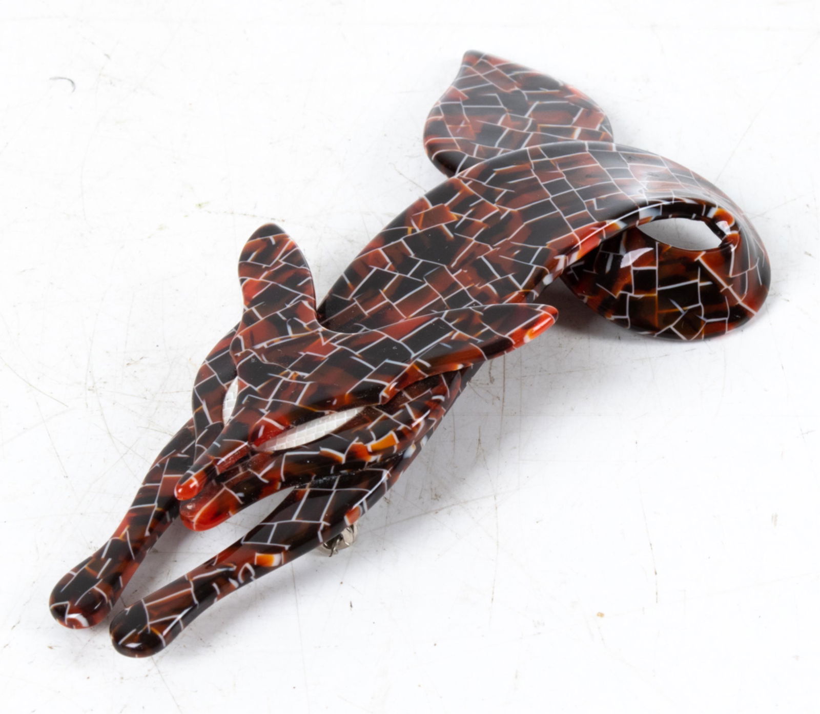 LEA STEIN PARIS CELLULOID FOX BROOCH, C. 1970'S (1 of 8)
