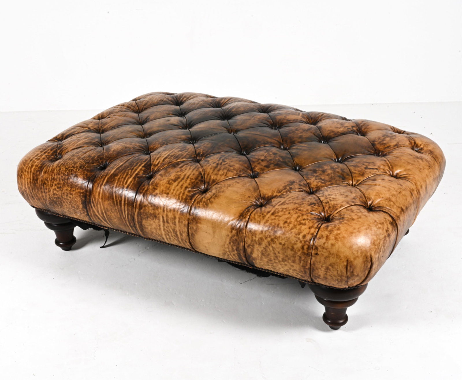 OVERSIZED OTTOMAN IN PATINATED BONDED LEATHER (1 of 13)
