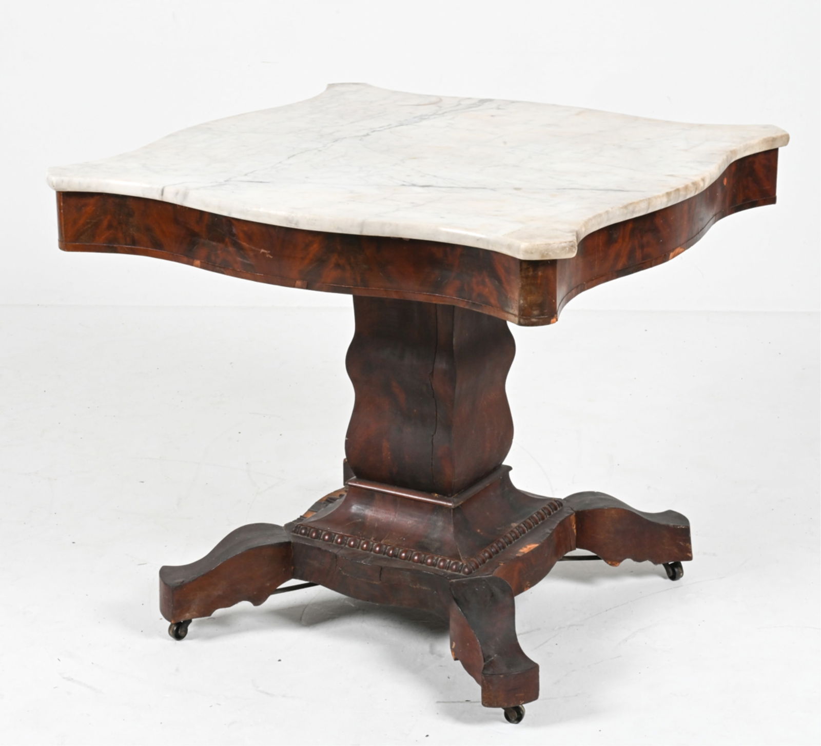 19TH C. PEDESTAL TABLE WITH MARBLE TOP (1 of 10)
