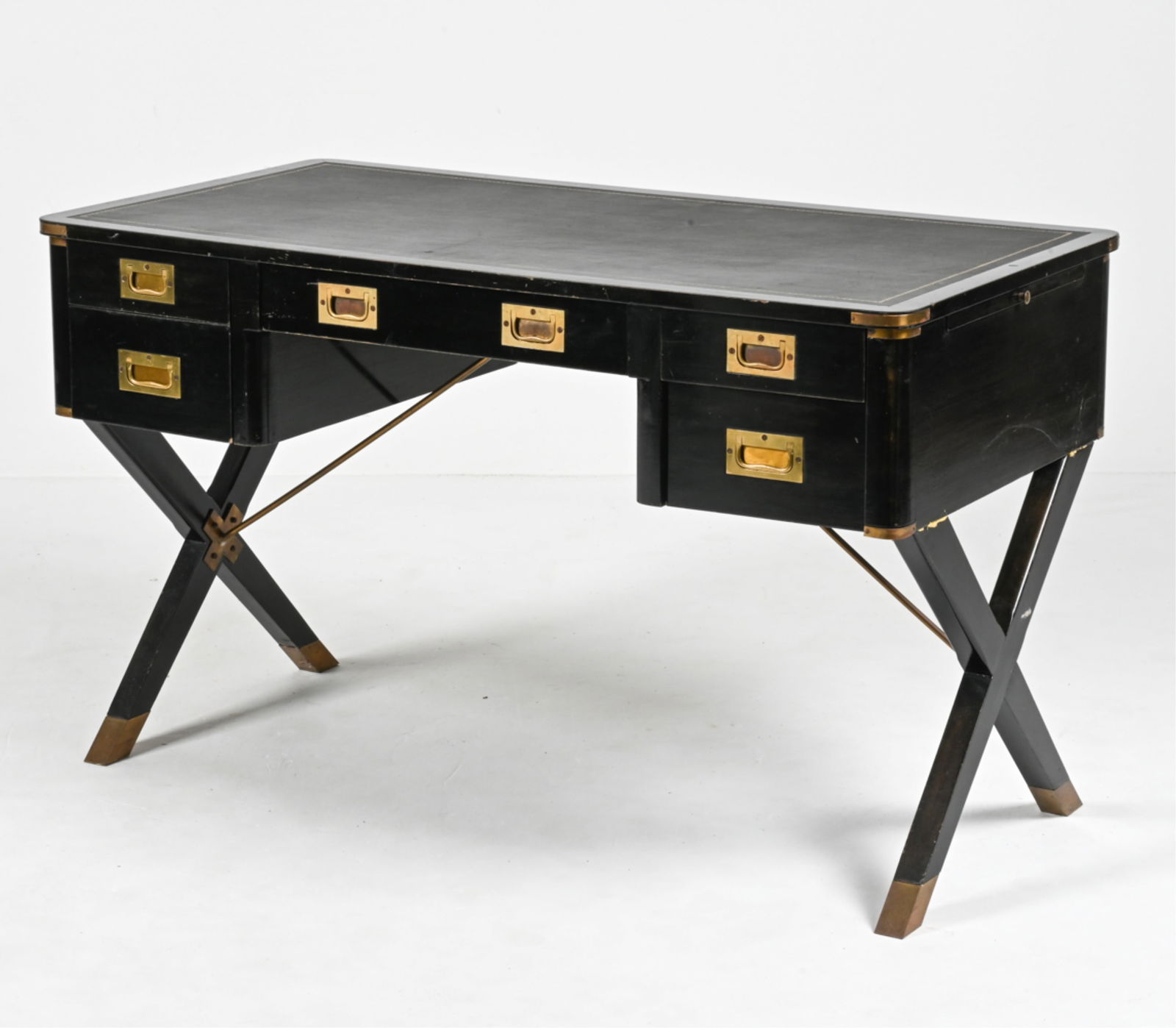 BRASS-MOUNTED BLACK LACQUER CAMPAIGN DESK (1 of 15)