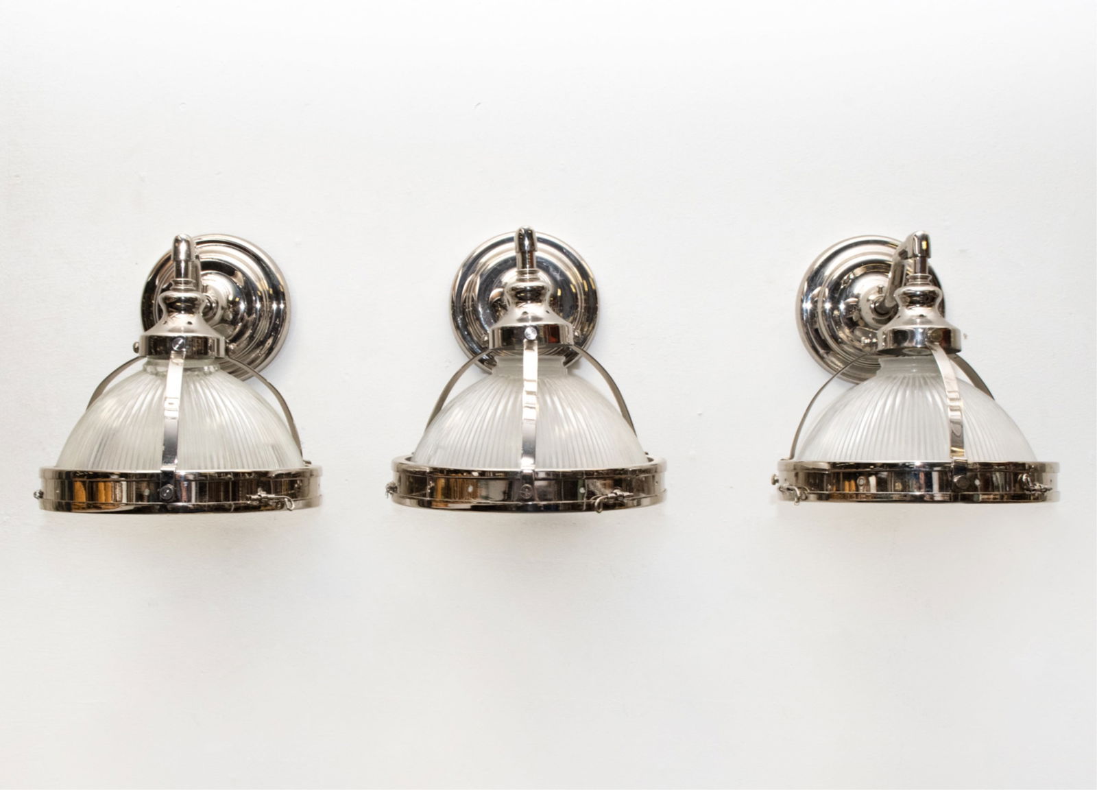 SET OF (3) CONTEMPORARY NICKEL-FINISHED SCONCES (1 of 7)