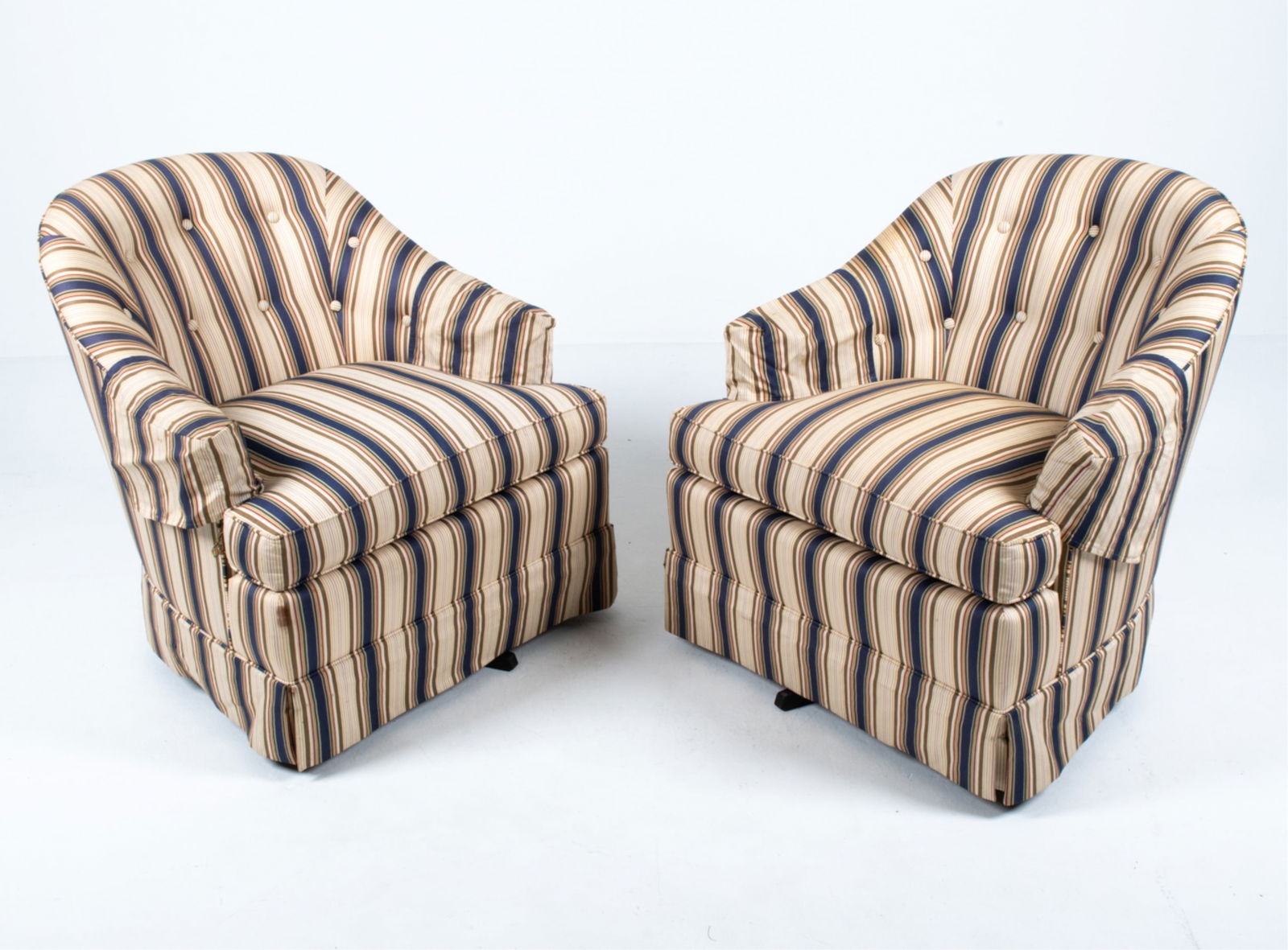 PAIR OF CUSTOM BARREL-BACK SWIVEL CHAIRS (1 of 15)