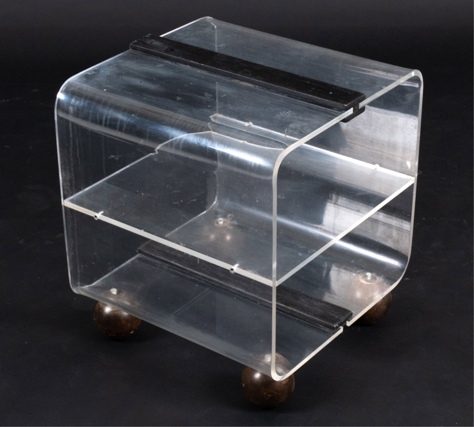 1970'S LUCITE & WOOD END TABLE (1 of 13)