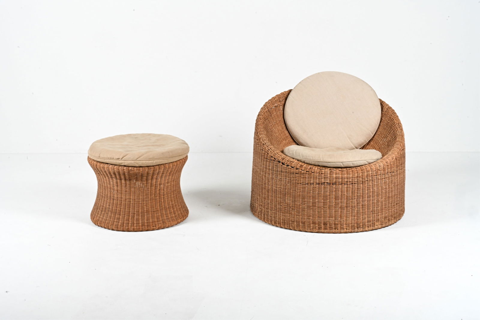 EERO AARNIO FOR STENDIG WICKER CHAIR & OTTOMAN (1 of 14)