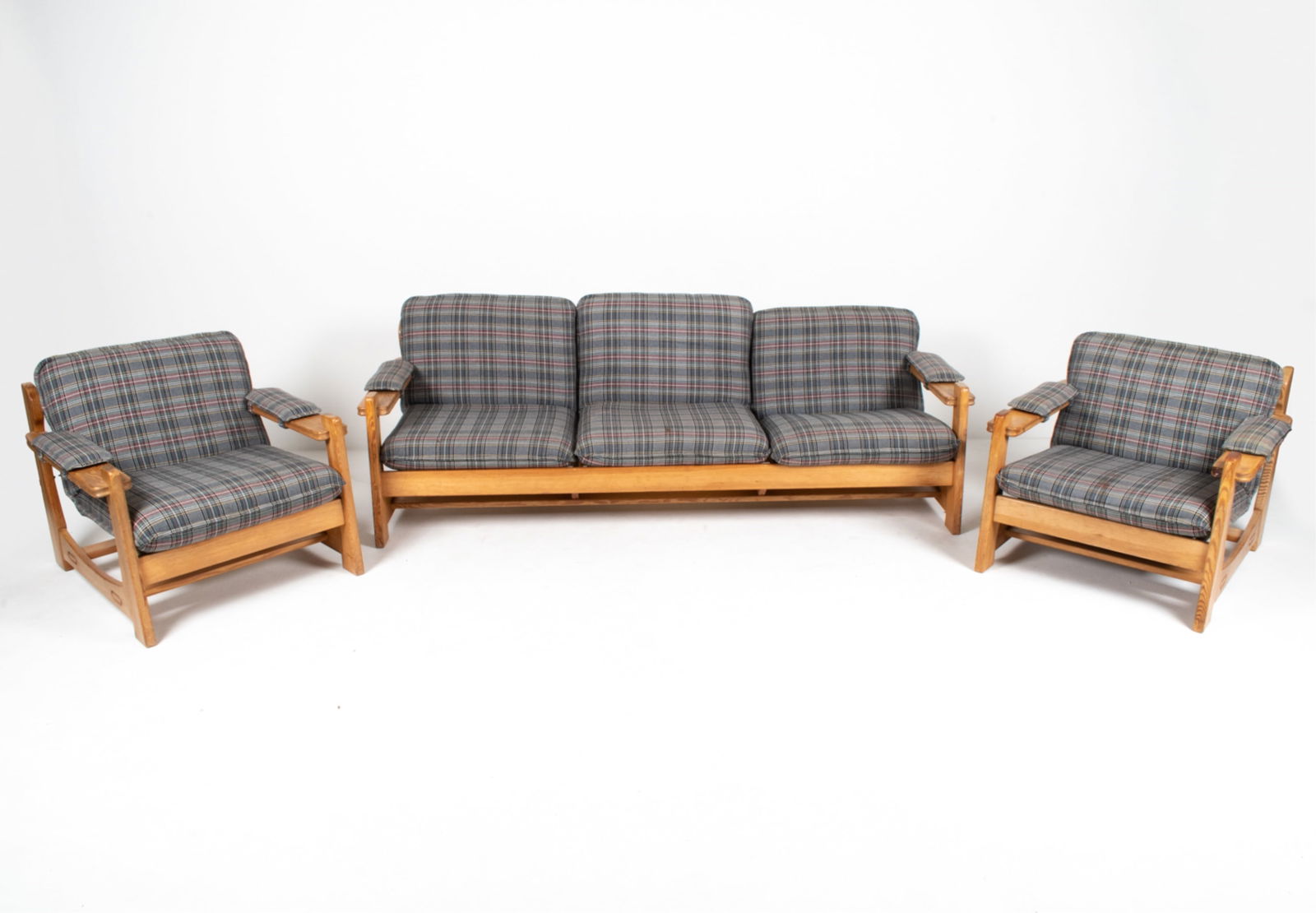 SCANDINAVIAN BRUTALIST PINE SEATING SUITE (1 of 15)
