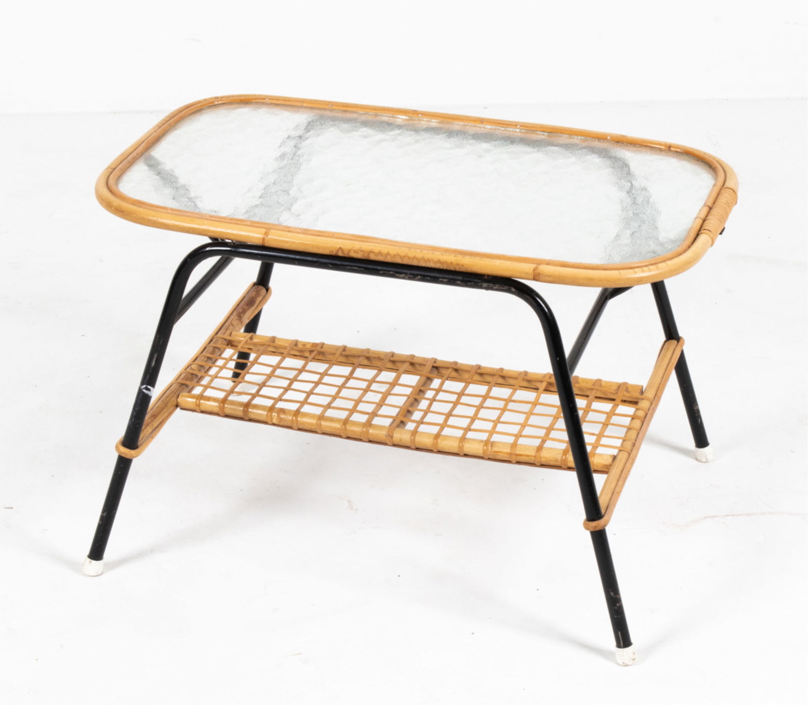 DUTCH RATTAN, GLASS & STEEL COFFEE TABLE (1 of 13)