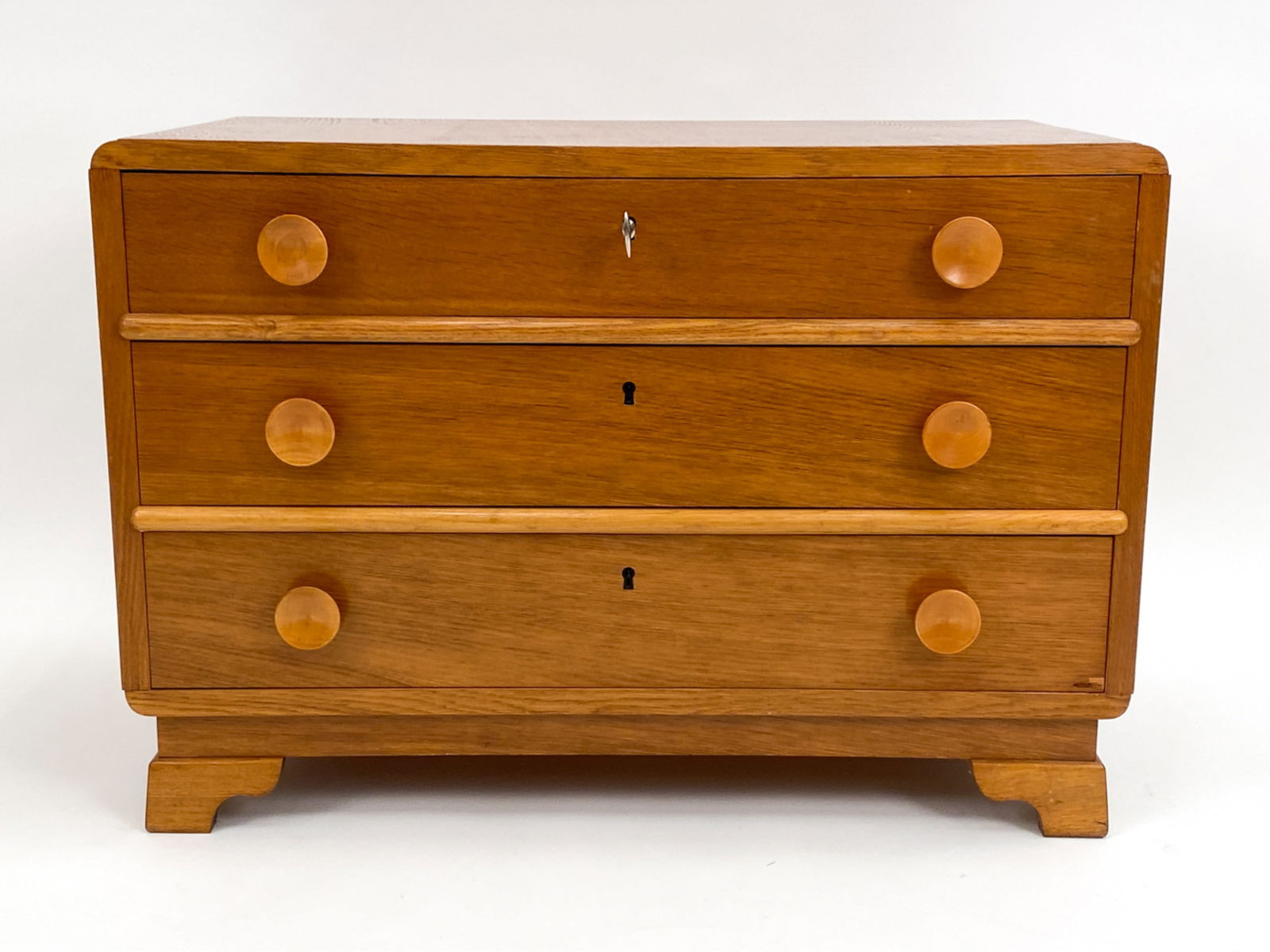 DANISH ART DECO OAK CHEST OF DRAWERS (1 of 13)