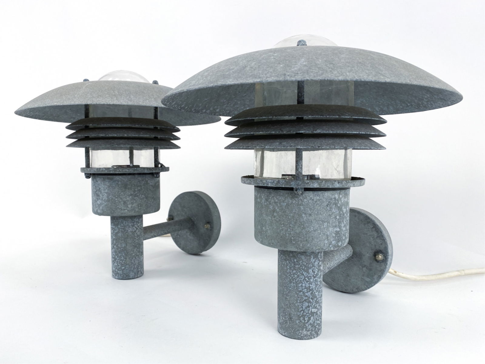 PAIR VINTAGE DANISH STEEL OUTDOOR WALL LAMPS (1 of 12)