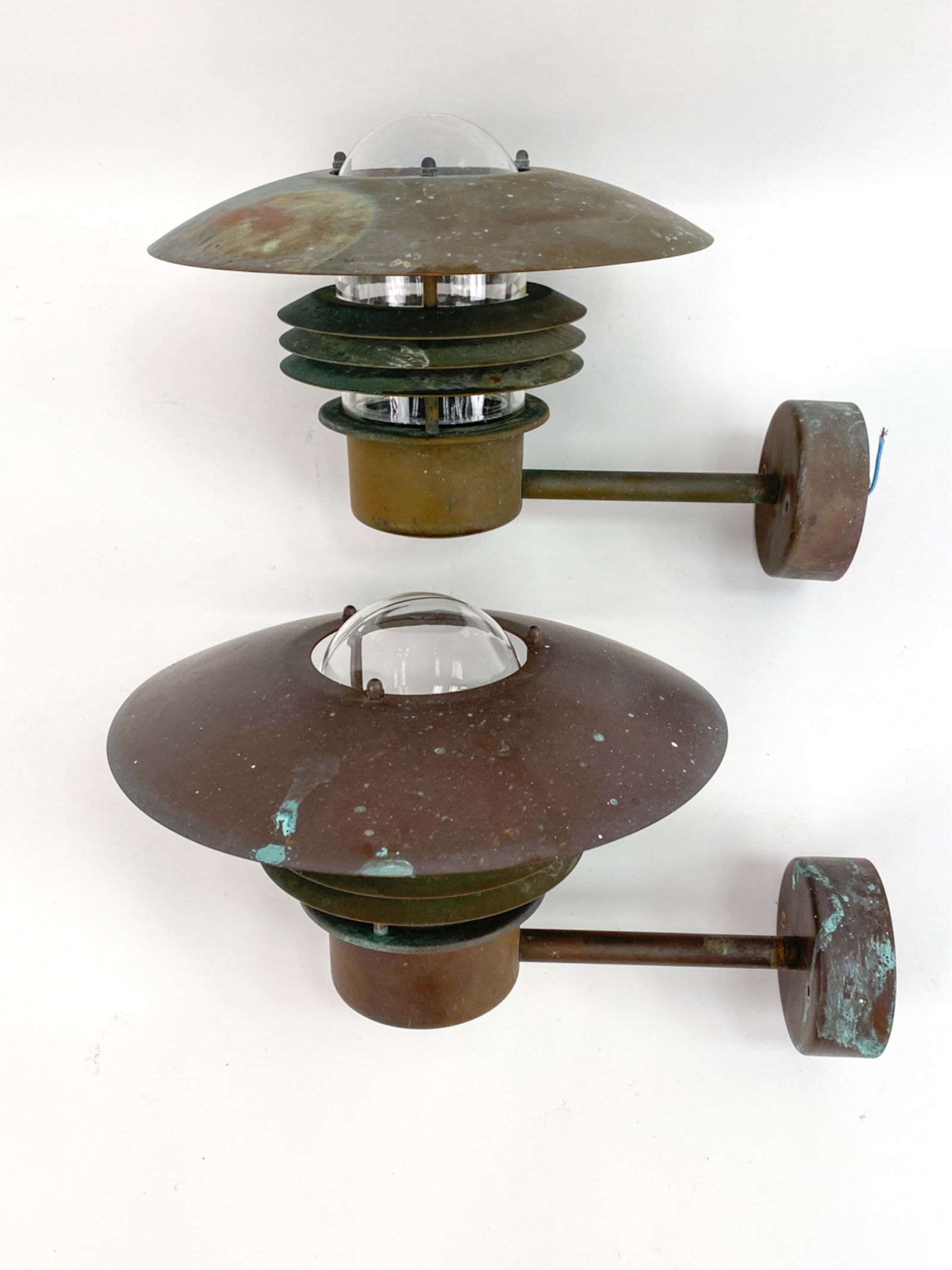 PAIR VINTAGE DANISH COPPER OUTDOOR LAMPS (1 of 10)