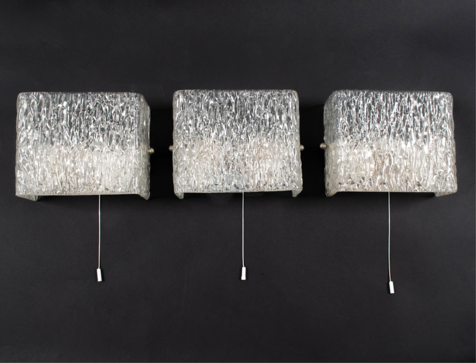 SET OF (3) DORIA LEUCHTEN TEXTURED GLASS SCONCES (1 of 8)
