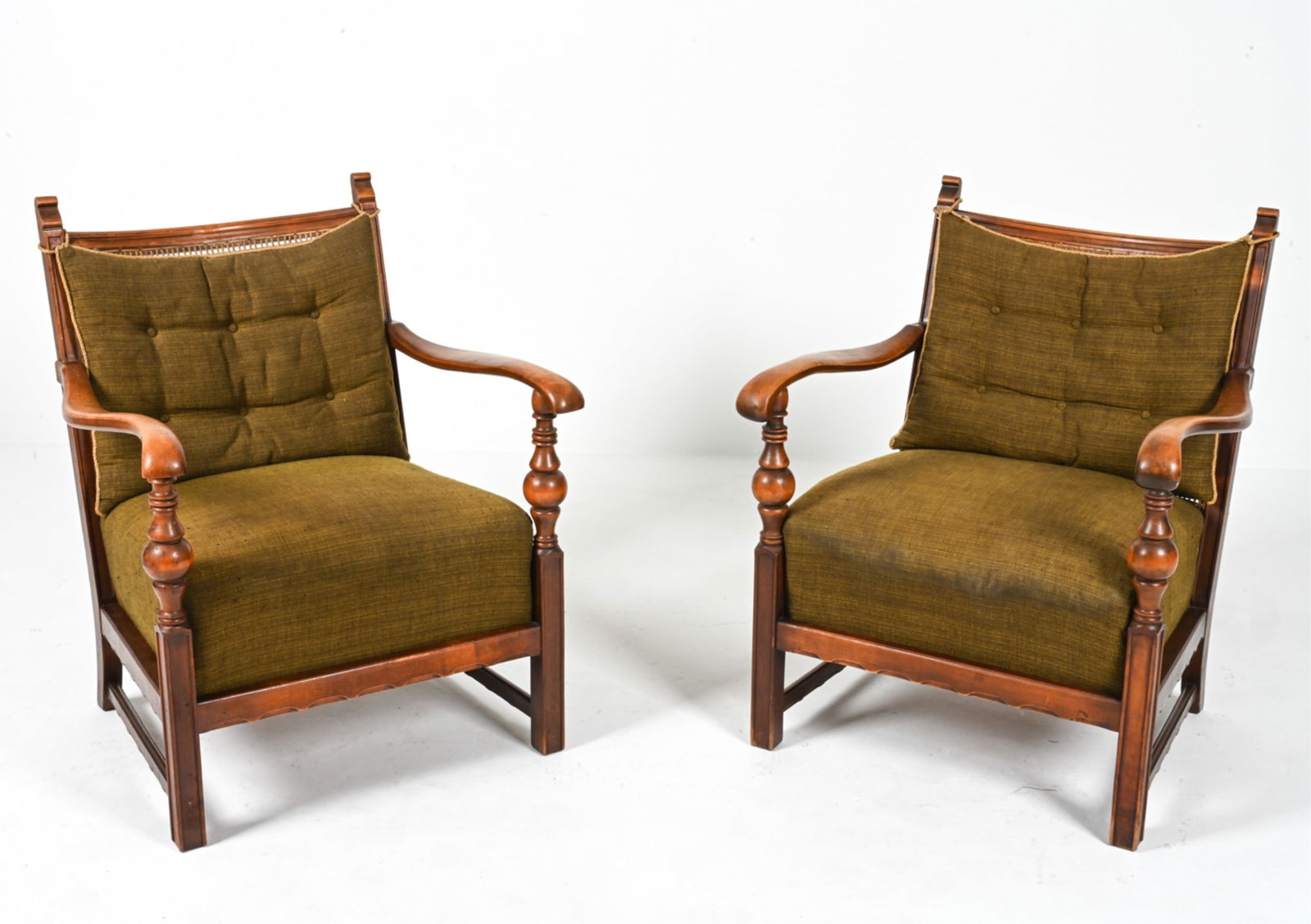 PAIR MID-CENTURY GERMAN OAK LOUNGE CHAIRS (1 of 12)