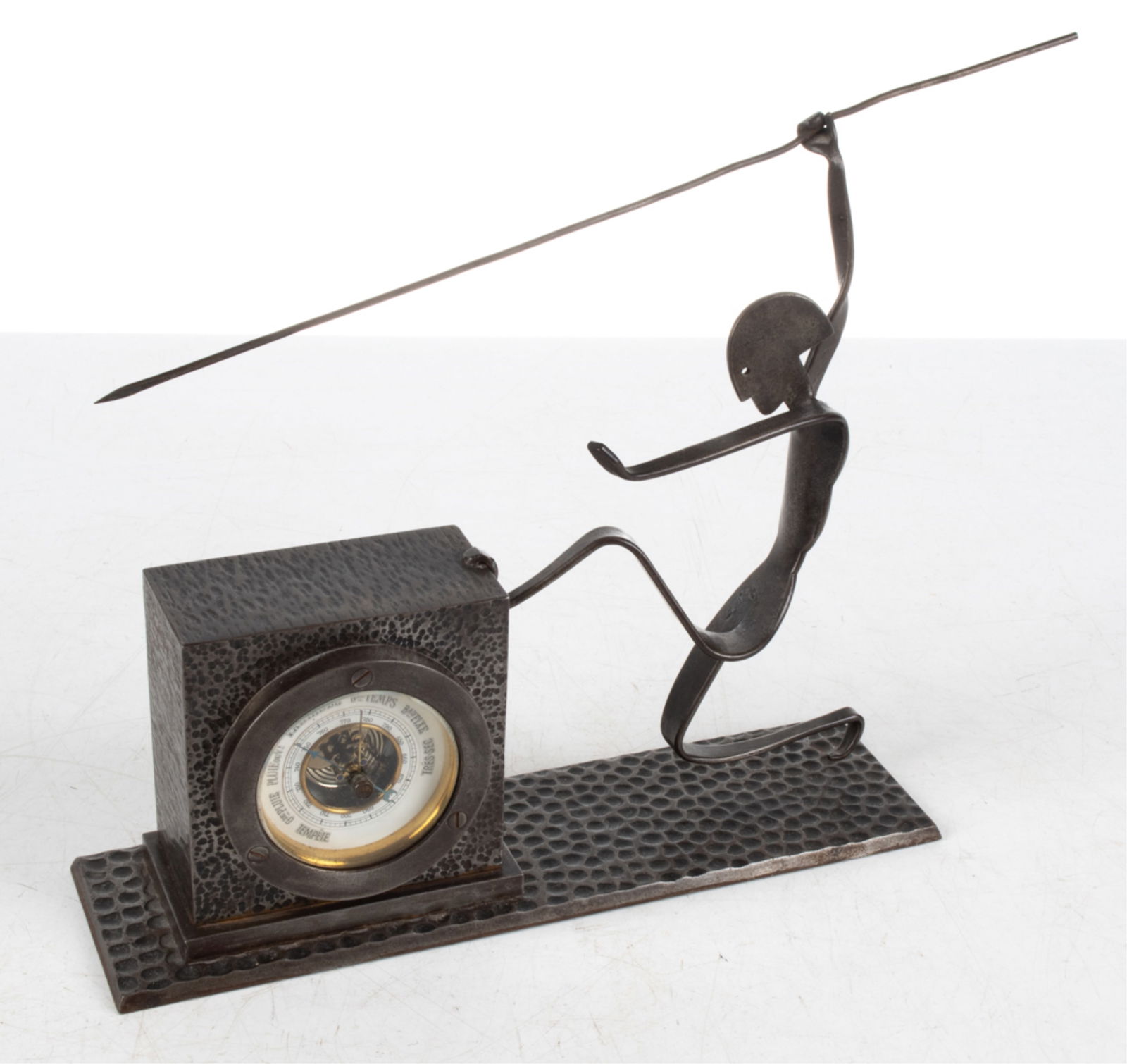 FRENCH ART DECO WROUGHT IRON FIGURAL BAROMETER (1 of 7)