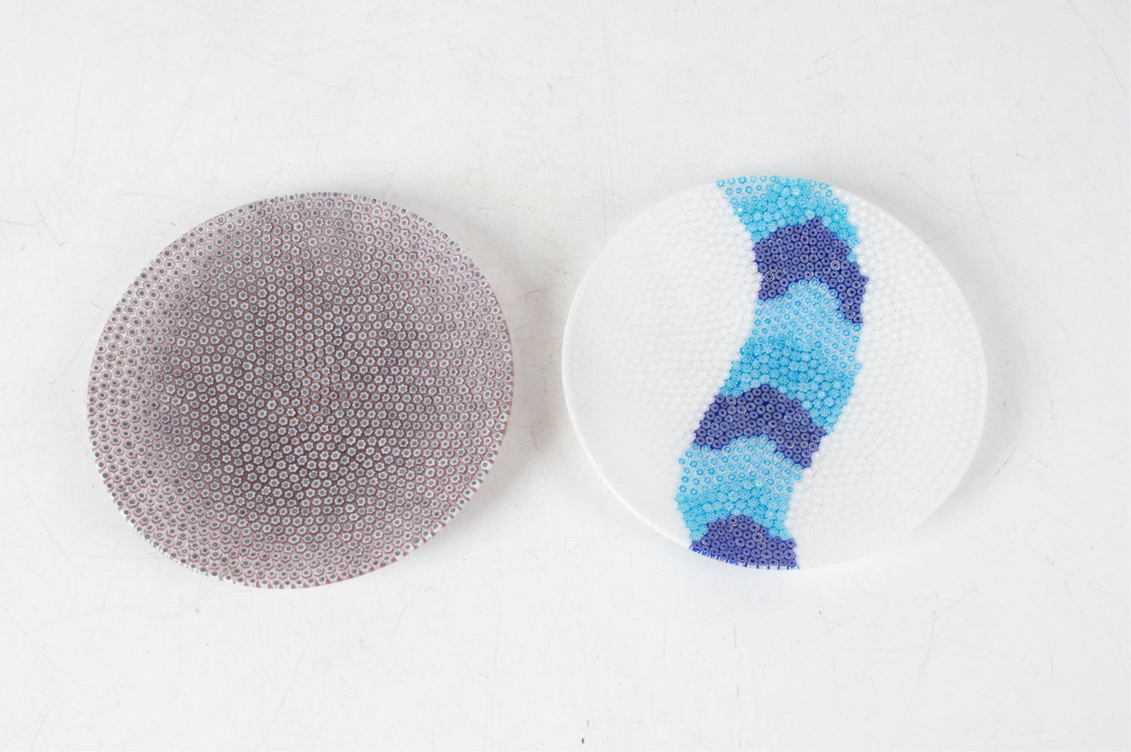 (2) MURANO GLASS MILLEFIORI MURRINE PLATES (1 of 9)