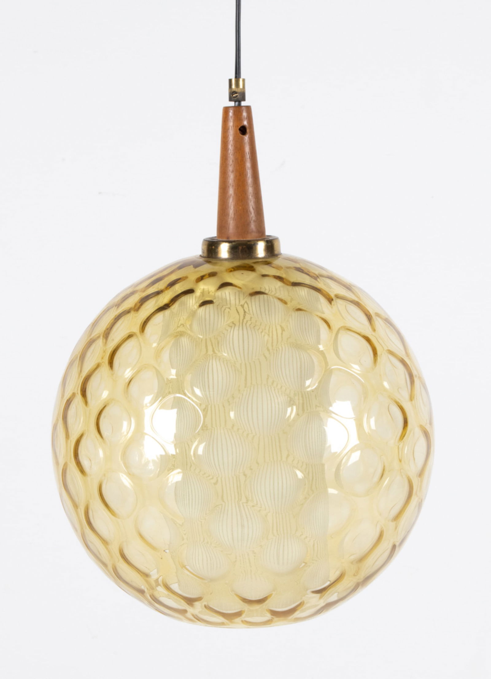 MID-CENTURY TEAK & GLASS PENDANT LIGHT (1 of 7)