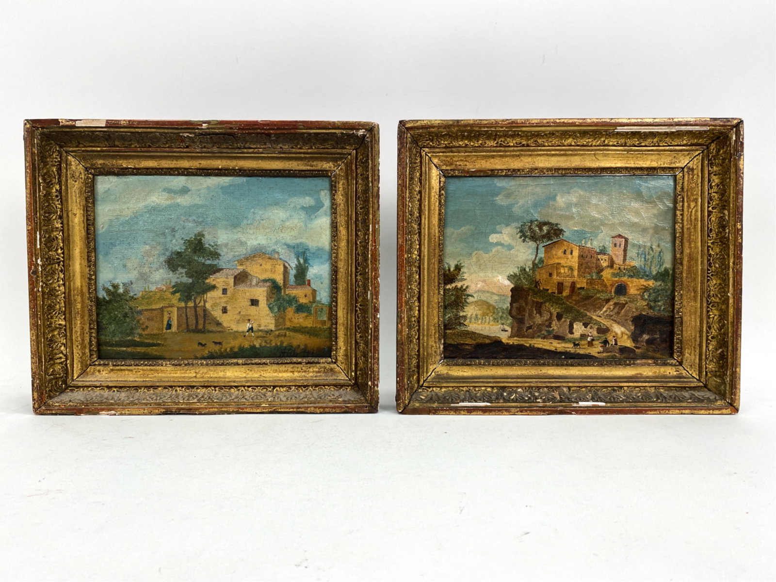 PAIR 1809 ITALIAN VIEWS O/C INITIALED, DATED (1 of 9)