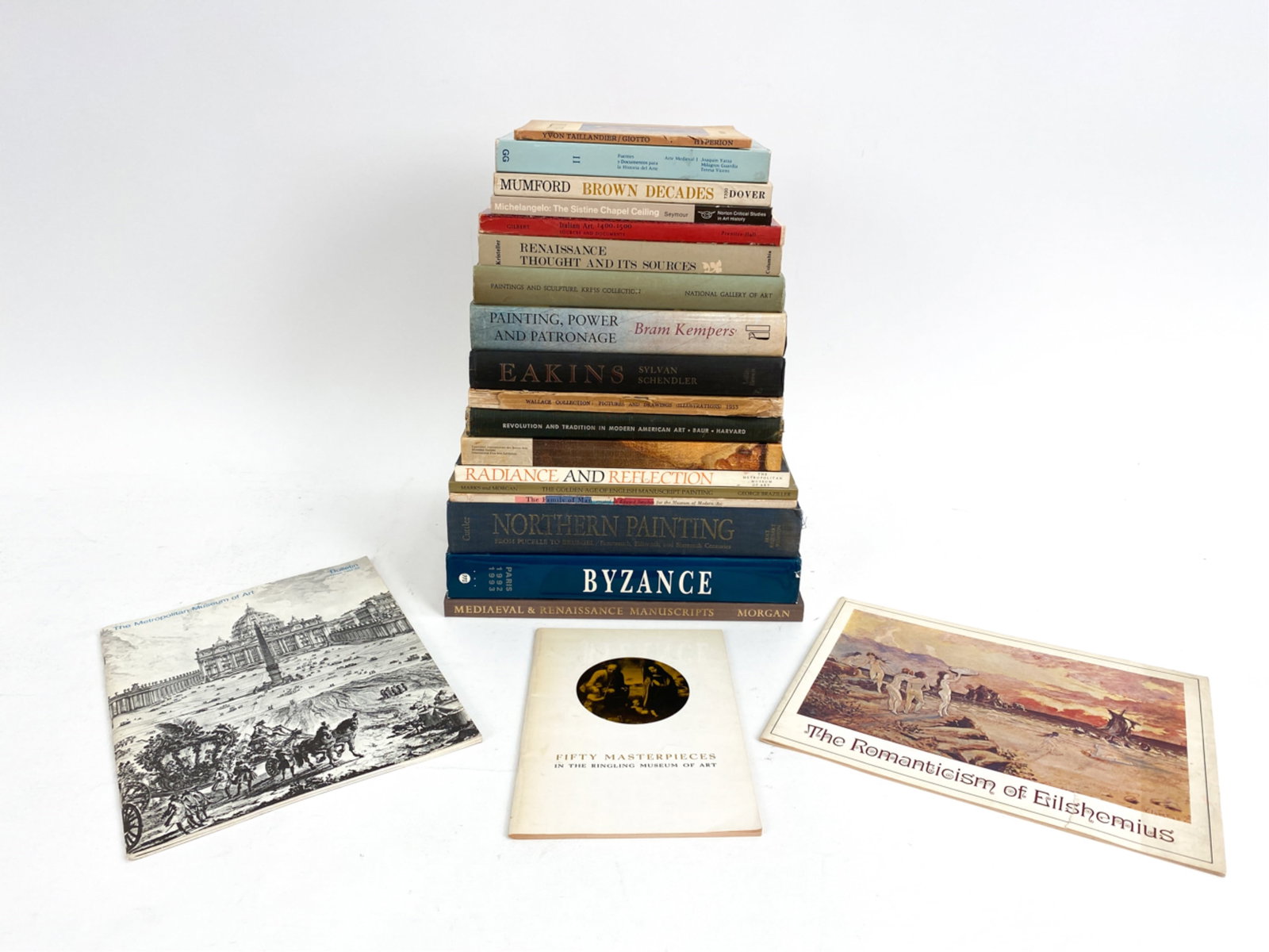 GROUPING ART BOOKS - MEDIEVAL AND RENAISSANCE: A variety. A few with differing subjects. Dimensions: H 12" x W 9" x D 16.5" Condition: Used. Varying degrees of wear.